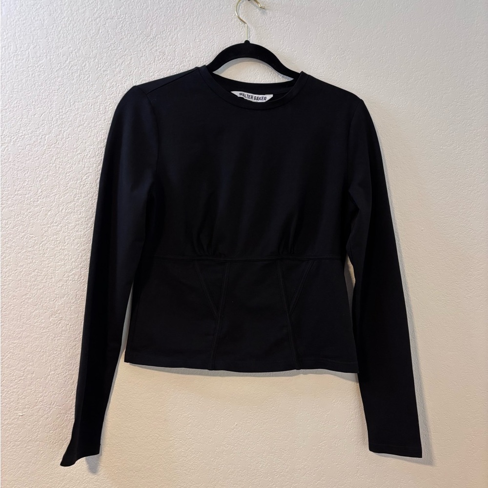 Walter Baker Women's Black Corset Style Long Sleeve Top